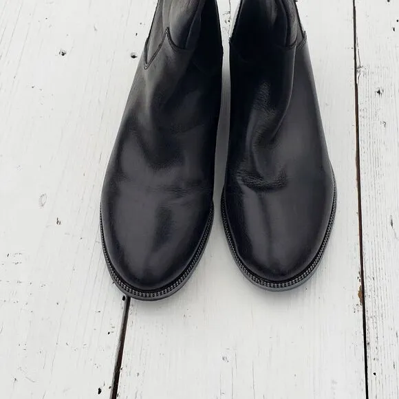 Franco Sarto Becky Leather Tall Boots WIDE CALF Women's Size 9 / 40 Black $189