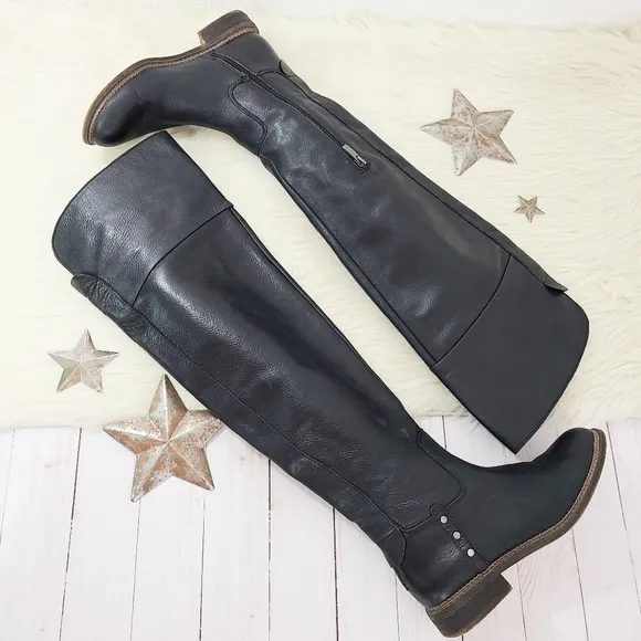 Franco Sarto Haleen Over The Knee Boots black leather studded womens size 6