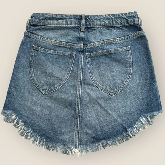 Free People | Bailey Fringe Denim Mini Skirt | Size 27 | NWOT