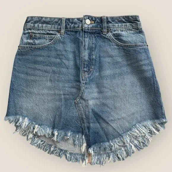 Free People | Bailey Fringe Denim Mini Skirt | Size 27 | NWOT