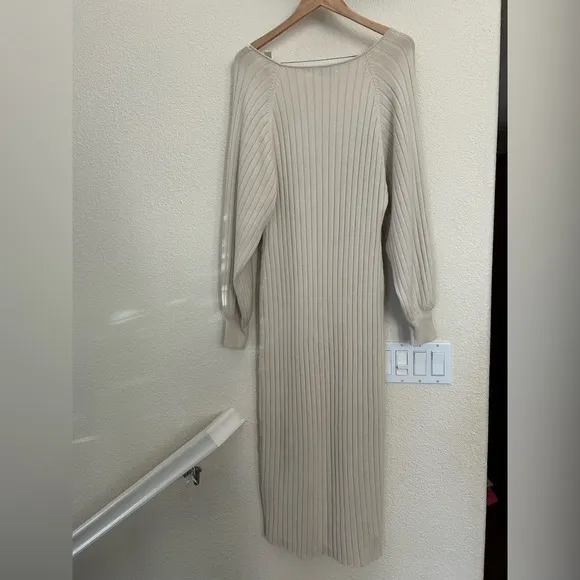 Free People Beach Rosha Sweater Midi Dress in Conch Color cream size M