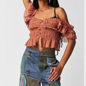Free People Blue Horizon Patched Short SZ XS