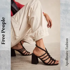 Free People Colette Strappy Cinched Heels in Black Size 40 New