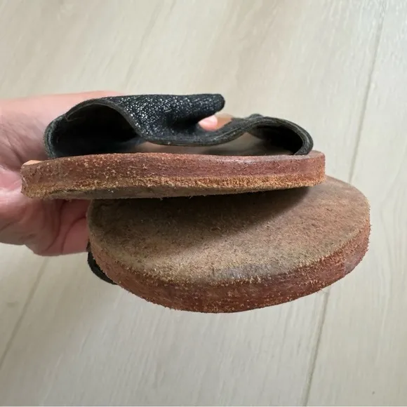 Free People Daybird Mini Wedge Sandals Black Tan Size 37 size 6.5-7