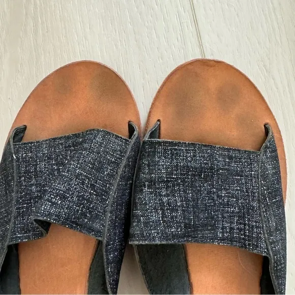 Free People Daybird Mini Wedge Sandals Black Tan Size 37 size 6.5-7