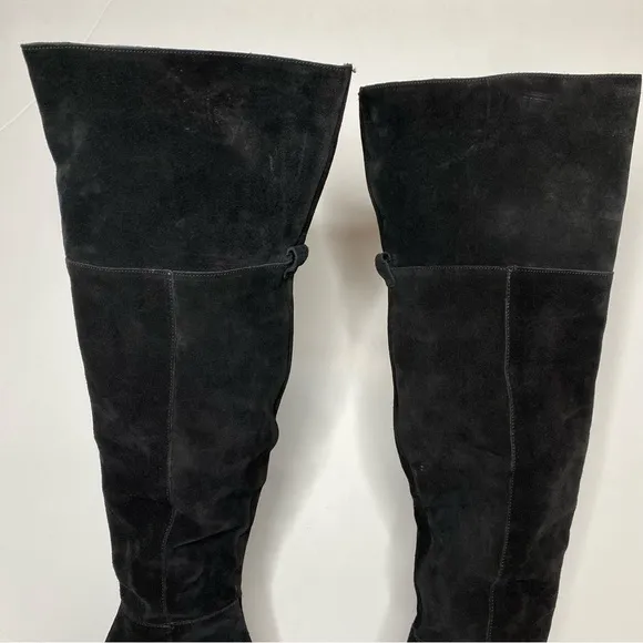 Free People Echo Black Suede Heeled Tall Boot 37 1/2
