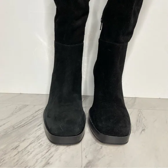 Free People Echo Black Suede Heeled Tall Boot 37 1/2