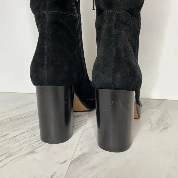 Free People Echo Black Suede Heeled Tall Boot 37 1/2