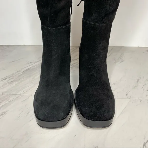Free People Echo Black Suede Heeled Tall Boot 37 1/2