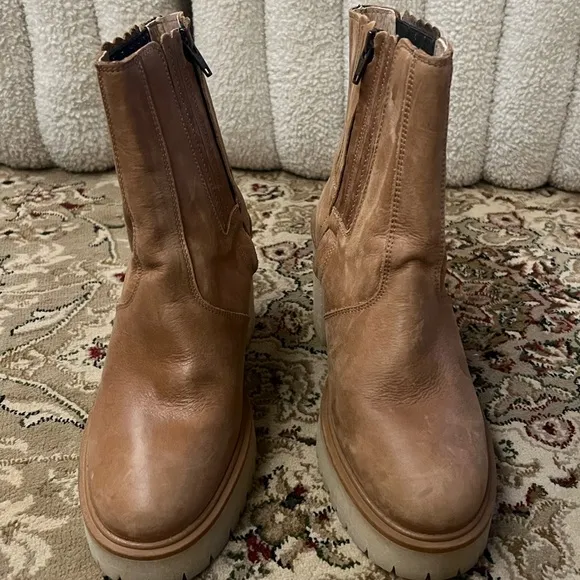 Free People leather short boots, 3 inch heel women’s size 7