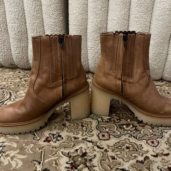 Free People leather short boots, 3 inch heel women’s size 7