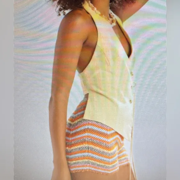 Free People Marisol Striped Slim Knit Brief Short Sz XL New Cozy Chic Mid Rise