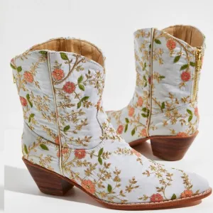 FREE PEOPLE  MOMO Eloise Embroidered Ankle Boots