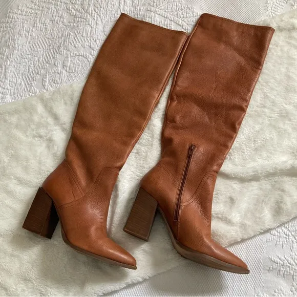 Free People Riley tall slouch boots pebble leather size 39, 8.5-9