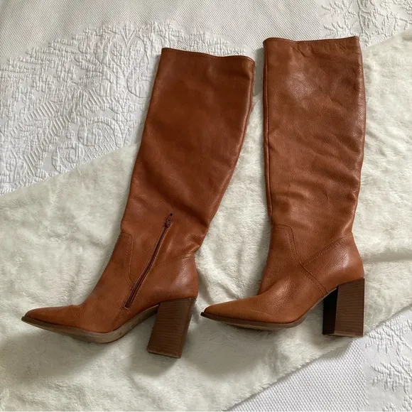 Free People Riley tall slouch boots pebble leather size 39, 8.5-9