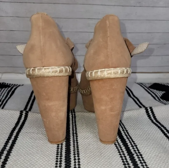 FREE PEOPLE TERRACE PLATFORM SUEDE WEDGE SANDALS, SZ 10 / 41