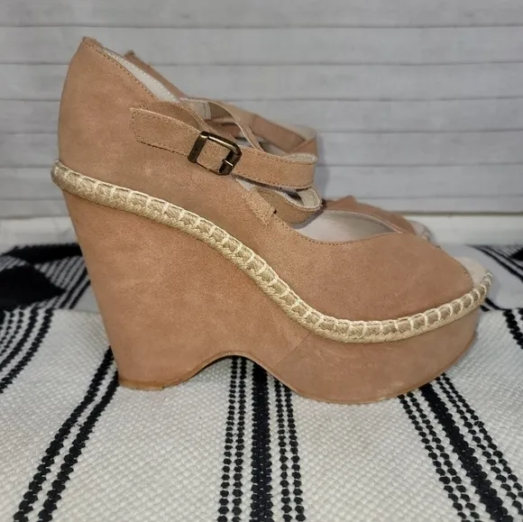 FREE PEOPLE TERRACE PLATFORM SUEDE WEDGE SANDALS, SZ 10 / 41