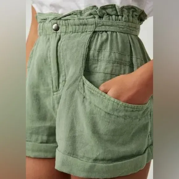 Free People Topanga Cuff Short in Oil Green.  NWT size small.