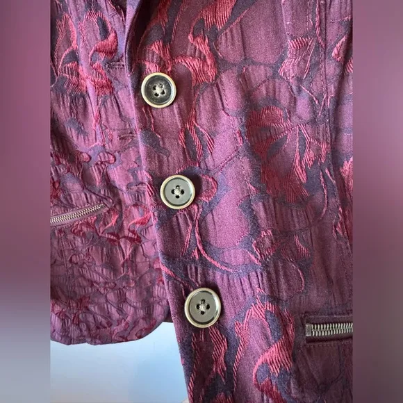 Free People‎ Women’s Dark Maroon Vintage Brocade Blazer Size 4