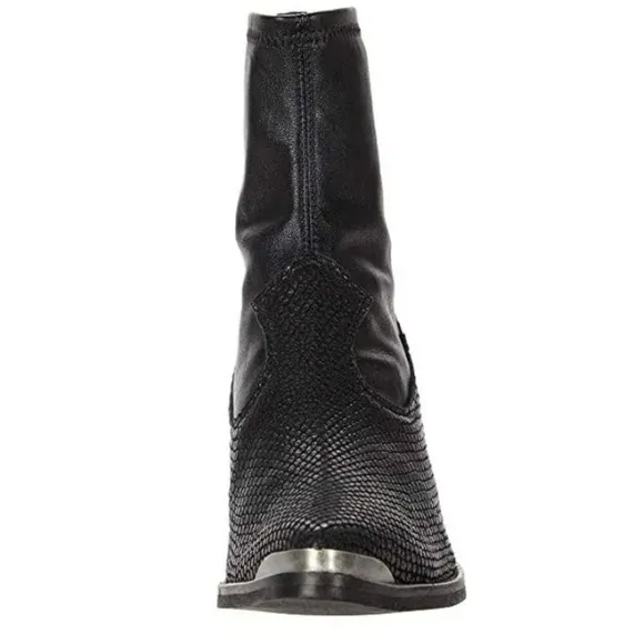 Free People Grand Teton Western Boots Black Reptile Leather Size 36