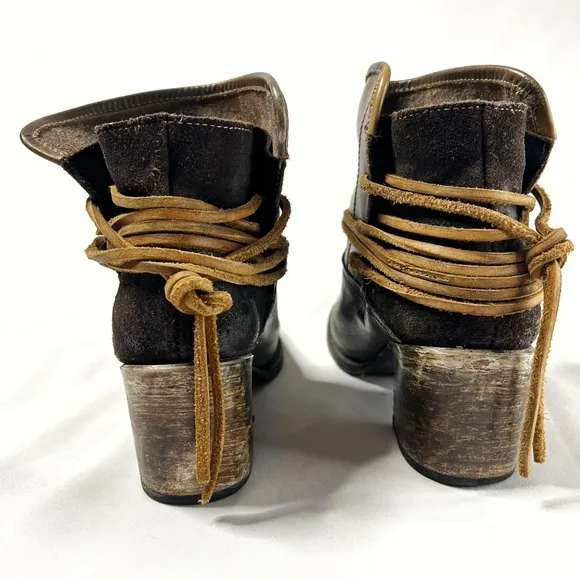 Freebird Casey Genuine Leather Western Inspired Wrap Heeled Boots Booties 10