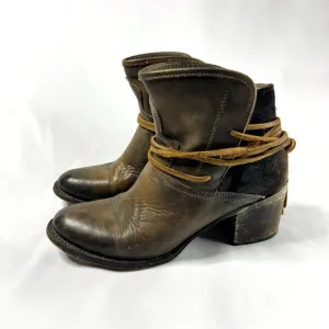 Freebird Casey Genuine Leather Western Inspired Wrap Heeled Boots Booties 10