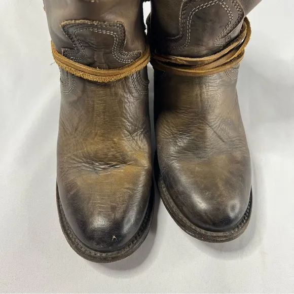 Freebird Casey Genuine Leather Western Inspired Wrap Heeled Boots Booties 10