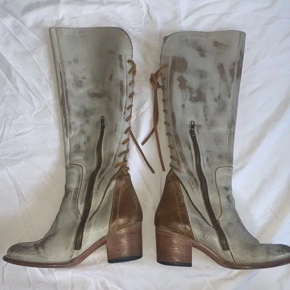 Freebird Cosmo Tall Boots White Leather Heeled Women’s Size 7