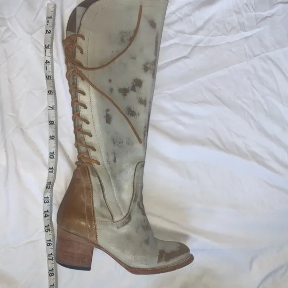 Freebird Cosmo Tall Boots White Leather Heeled Women’s Size 7