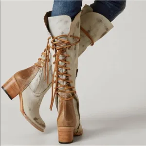 Freebird Cosmo Tall Boots White Leather Heeled Women’s Size 7