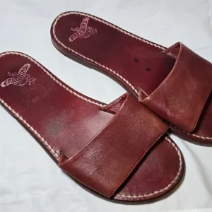 Freebird Red Leather Slide Sandals Boho Beach Sz 9 Summer