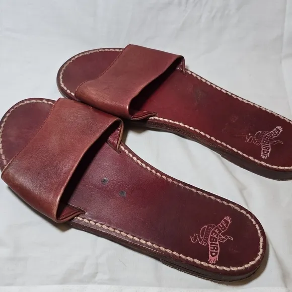 Freebird Red Leather Slide Sandals Boho Beach Sz 9 Summer