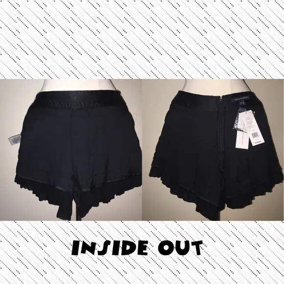 🖤♥️FRENCH CONNECTION BLACK RUFFLE SHORT w/SEQUIN WAIST…Sz 6…NWT..