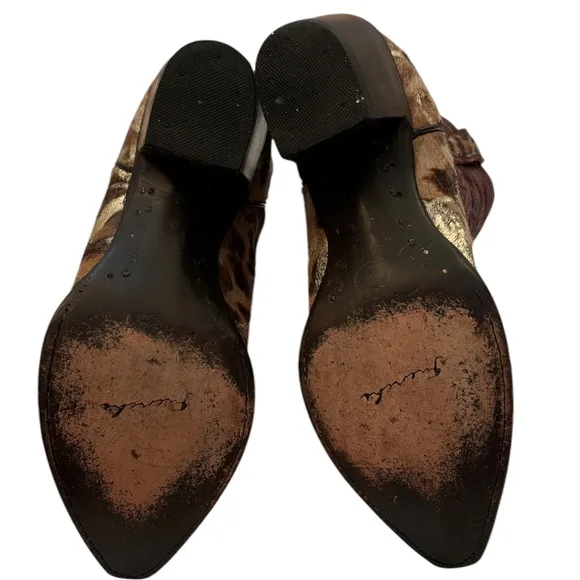 French’s Calfhair Cowboys With Gold Leafing Size 8.5. EUC