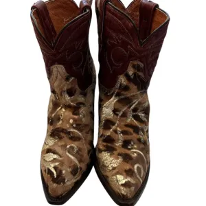 French’s Calfhair Cowboys With Gold Leafing Size 8.5. EUC