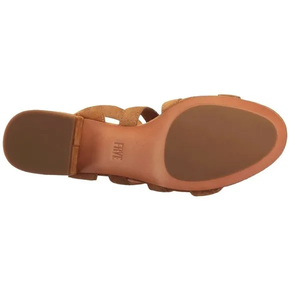FRYE 3472360 Chrissy Side Ghillie Cognac Women's Size 6.5, 7 Dress Sandals $278