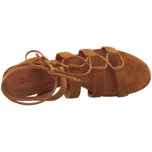 FRYE 3472360 Chrissy Side Ghillie Cognac Women's Size 6.5, 7 Dress Sandals $278