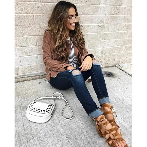 FRYE 3472360 Chrissy Side Ghillie Cognac Women's Size 6.5, 7 Dress Sandals $278