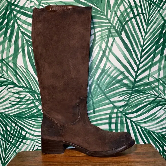 Frye 76556 Elena Tall Brown Suede Knee High Leather Boots  Women’s 9.5 B