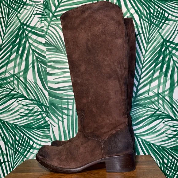 Frye 76556 Elena Tall Brown Suede Knee High Leather Boots  Women’s 9.5 B