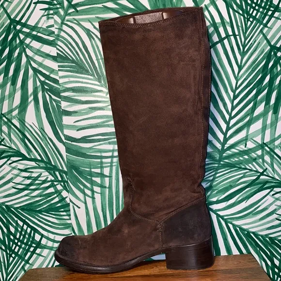 Frye 76556 Elena Tall Brown Suede Knee High Leather Boots  Women’s 9.5 B