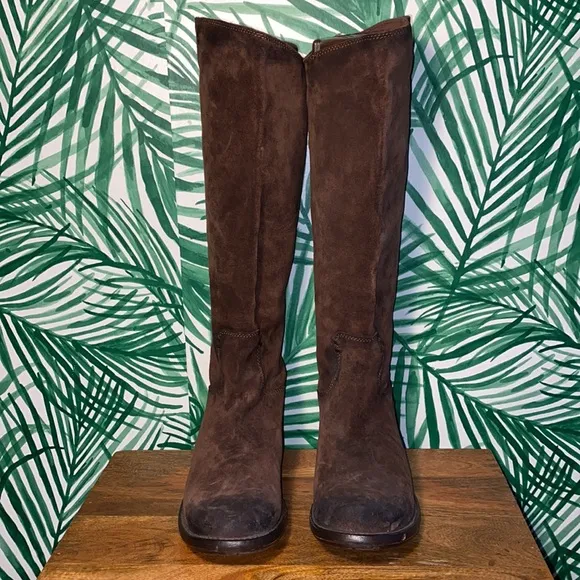 Frye 76556 Elena Tall Brown Suede Knee High Leather Boots  Women’s 9.5 B