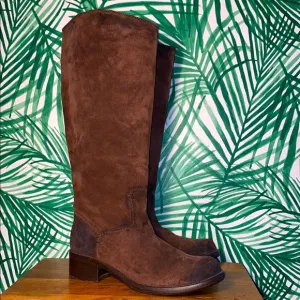 Frye 76556 Elena Tall Brown Suede Knee High Leather Boots  Women’s 9.5 B