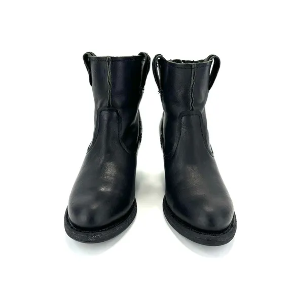 FRYE &quot;LESLIE ARTISAN&quot; BLACK LEATHER WESTERN BENCHCRAFTED BOHEMIAN SHORT BOOTS