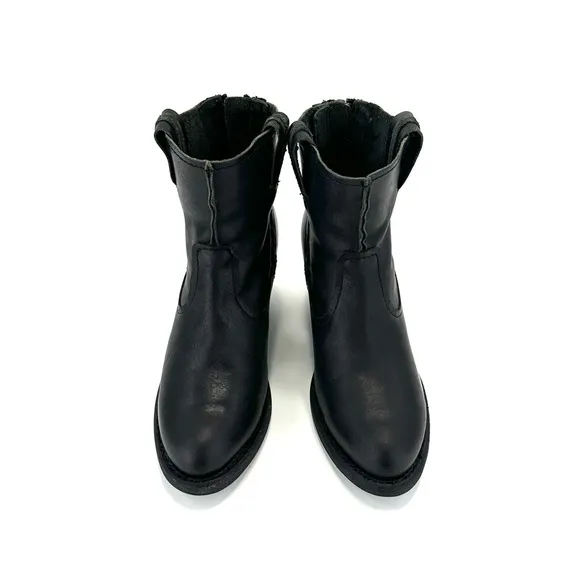 FRYE &quot;LESLIE ARTISAN&quot; BLACK LEATHER WESTERN BENCHCRAFTED BOHEMIAN SHORT BOOTS