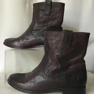 Frye Anna Short Dark Brown Genuine Leather Ankle Boots (Pre-Loved)