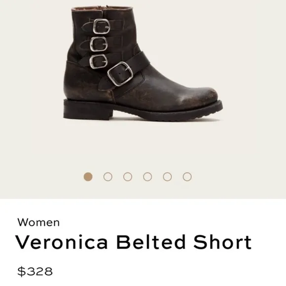 Frye black distressed Veronica Belted Short boots sz 7