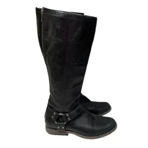 Frye Black Leather Harness Tall Riding Boots