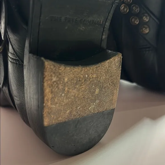 Frye Black Leather Studded Pull On Boots 5.5