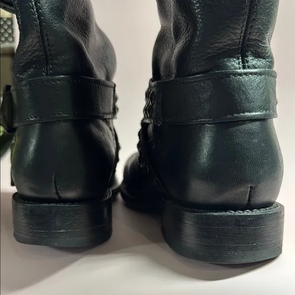 Frye Black Leather Studded Pull On Boots 5.5